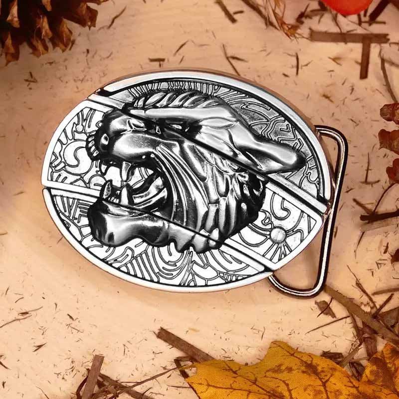 Davy | Oval Bull Skull Belt Buckle with Hidden Tool