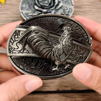 Davy | Oval Bull Skull Belt Buckle with Hidden Tool