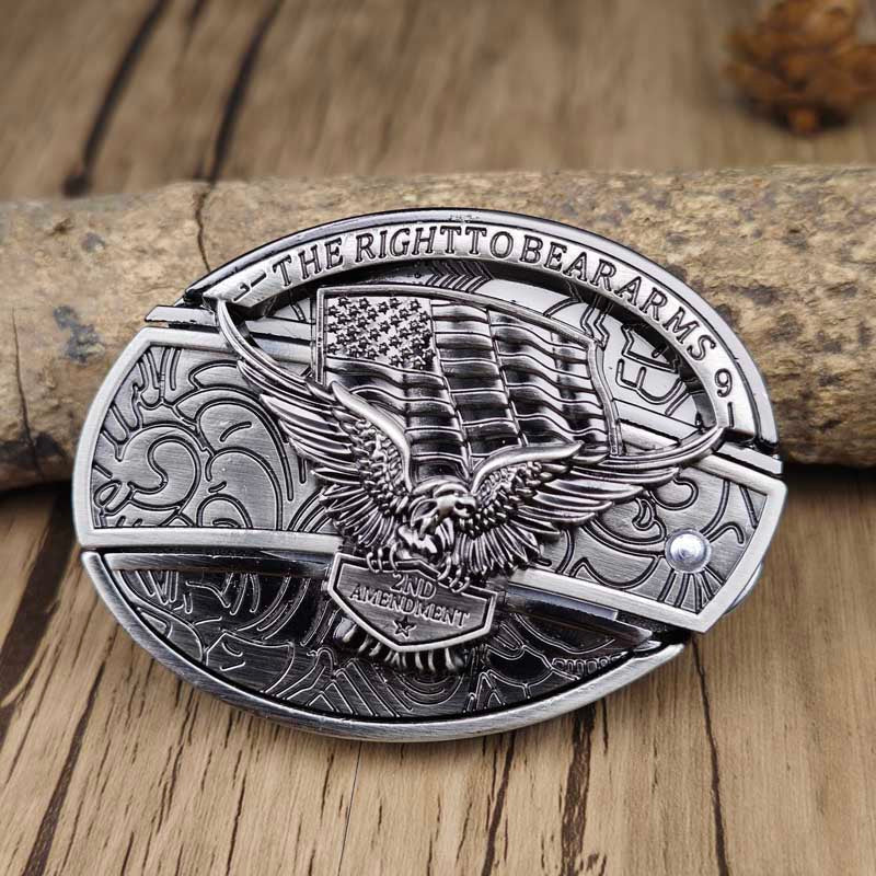 Davy | Oval Bull Skull Belt Buckle with Hidden Tool