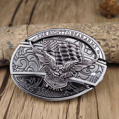 Davy | Oval Bull Skull Belt Buckle with Hidden Tool