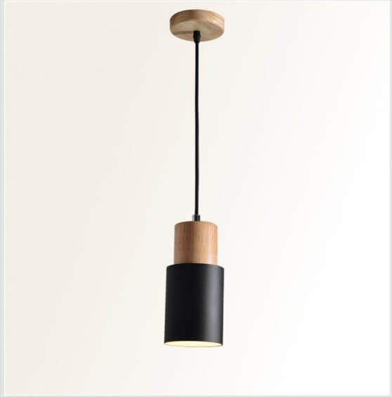 Davy | Industrial Pendant Light with Wood Accents
