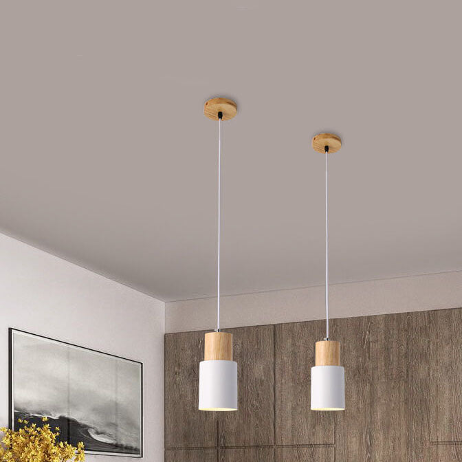 Davy | Industrial Pendant Light with Wood Accents