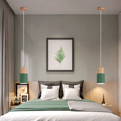 Davy | Industrial Pendant Light with Wood Accents