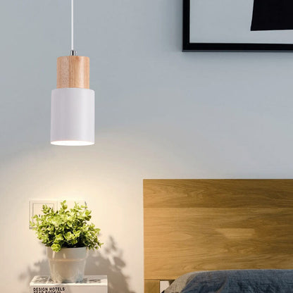 Davy | Industrial Pendant Light with Wood Accents