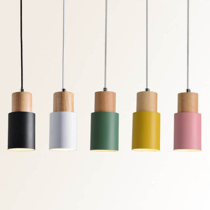 Davy | Industrial Pendant Light with Wood Accents