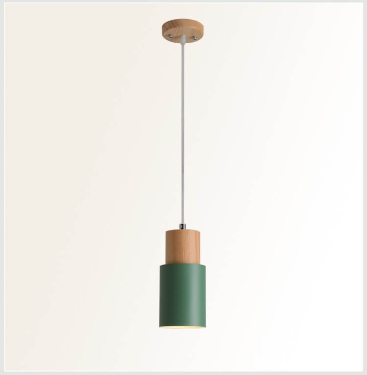 Davy | Industrial Pendant Light with Wood Accents