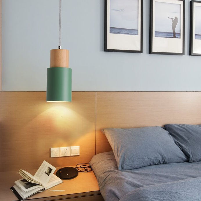 Davy | Industrial Pendant Light with Wood Accents