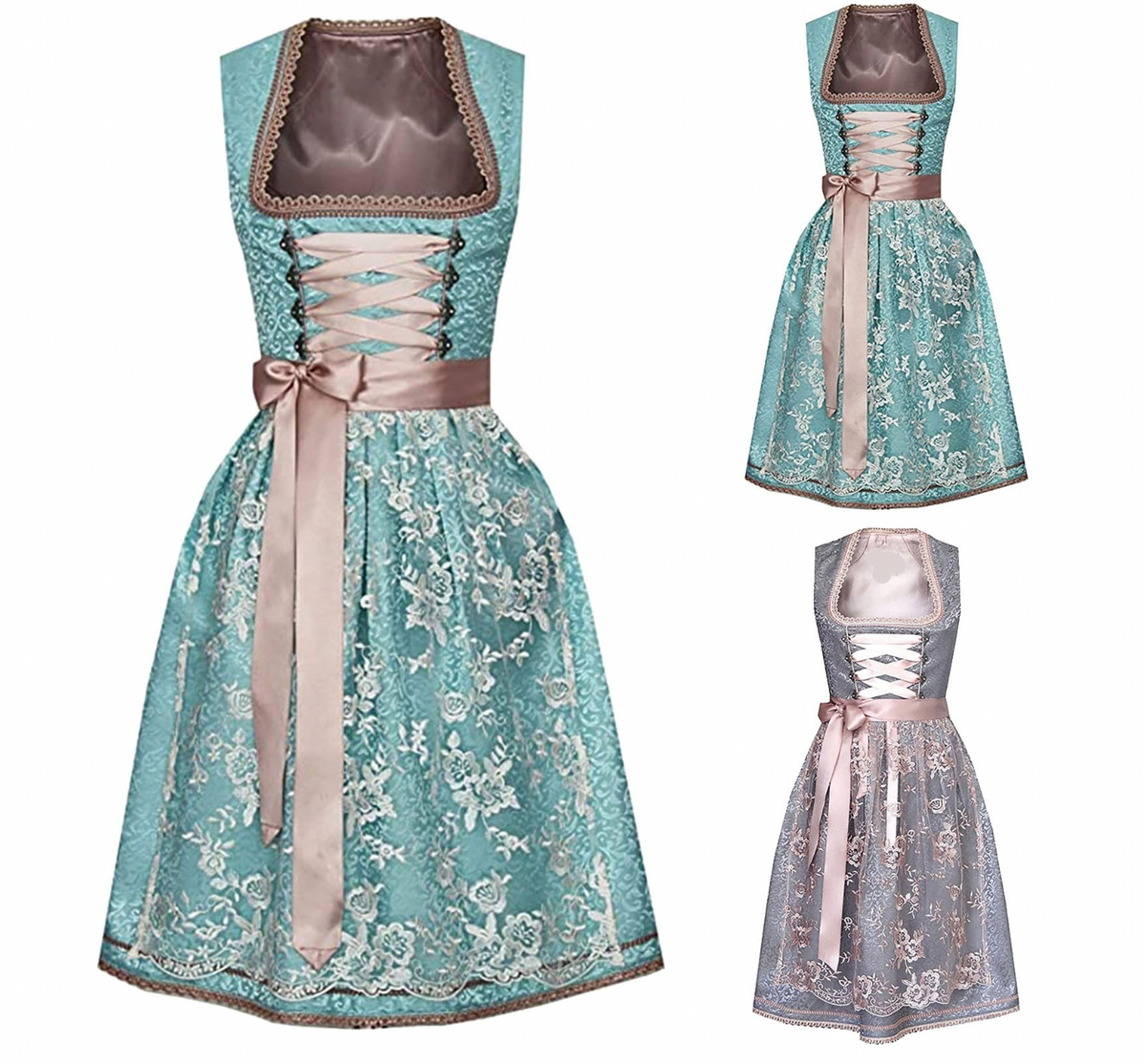 Women's Elegant Lace Dirndl Dress