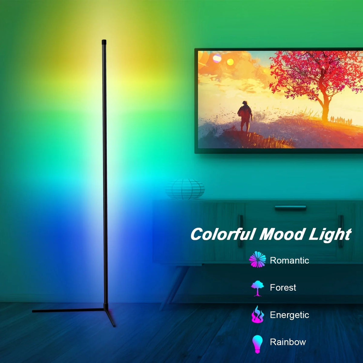 Davy | Modern Corner Lamp with App-Controlled Ambiance Lighting