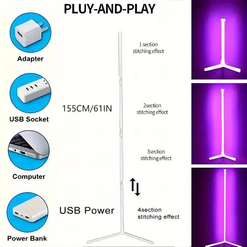Davy | Modern Corner Lamp with App-Controlled Ambiance Lighting