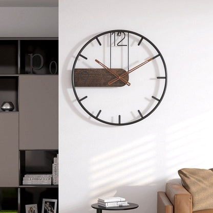 Davy | Modern Wall Clock with Wood Accent