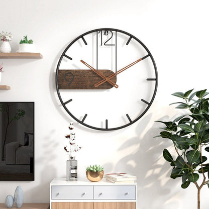 Davy | Modern Wall Clock with Wood Accent