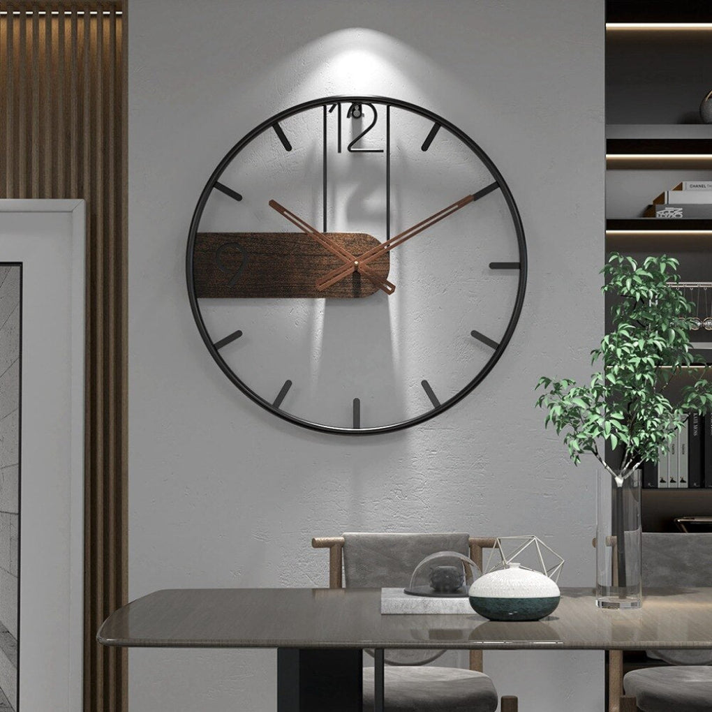 Davy | Modern Wall Clock with Wood Accent