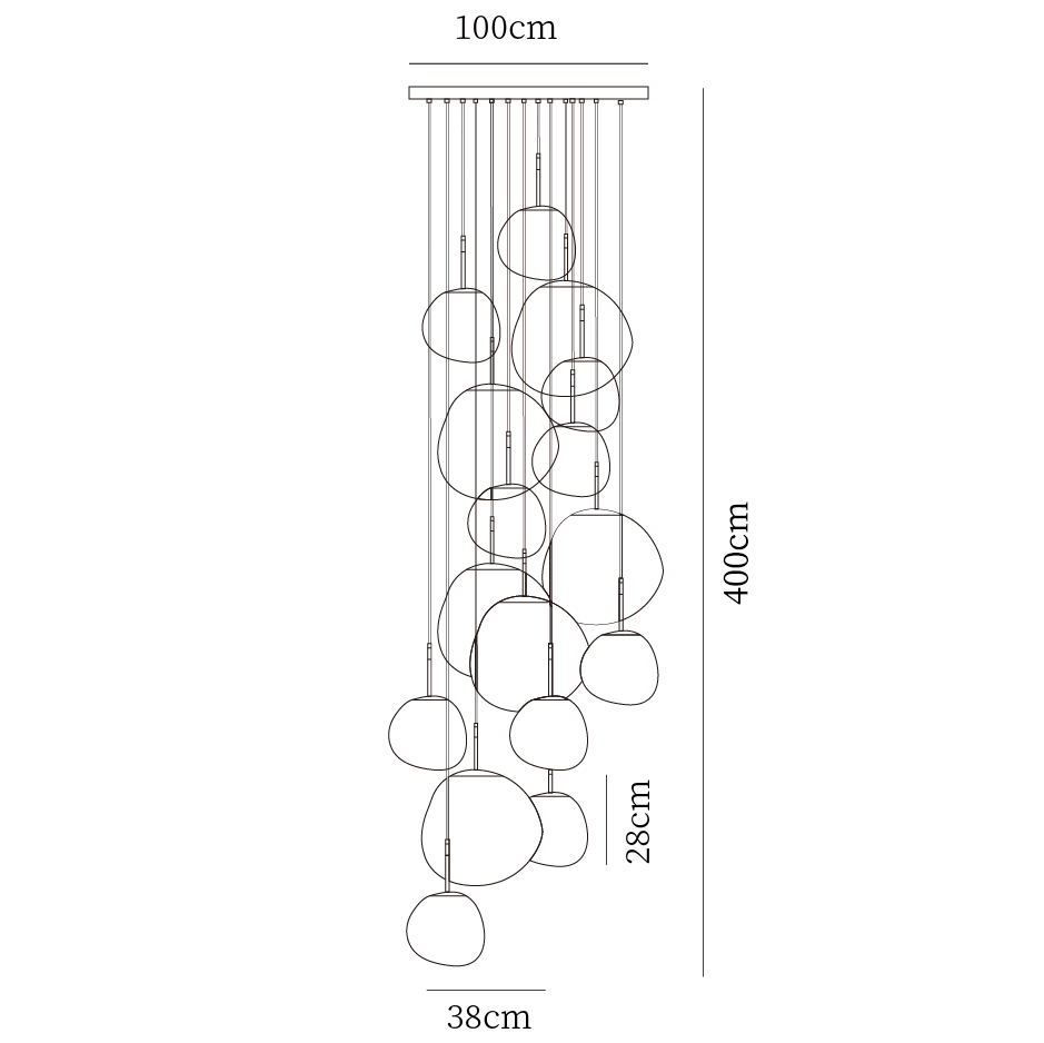 Davy | Designer Multi-Light Chandelier | Organic Sculptural Forms