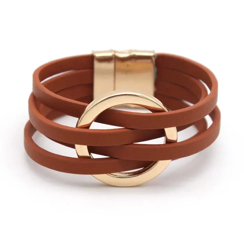 Davy | Multi-Strap O-Ring Leather Wrap Bracelet
