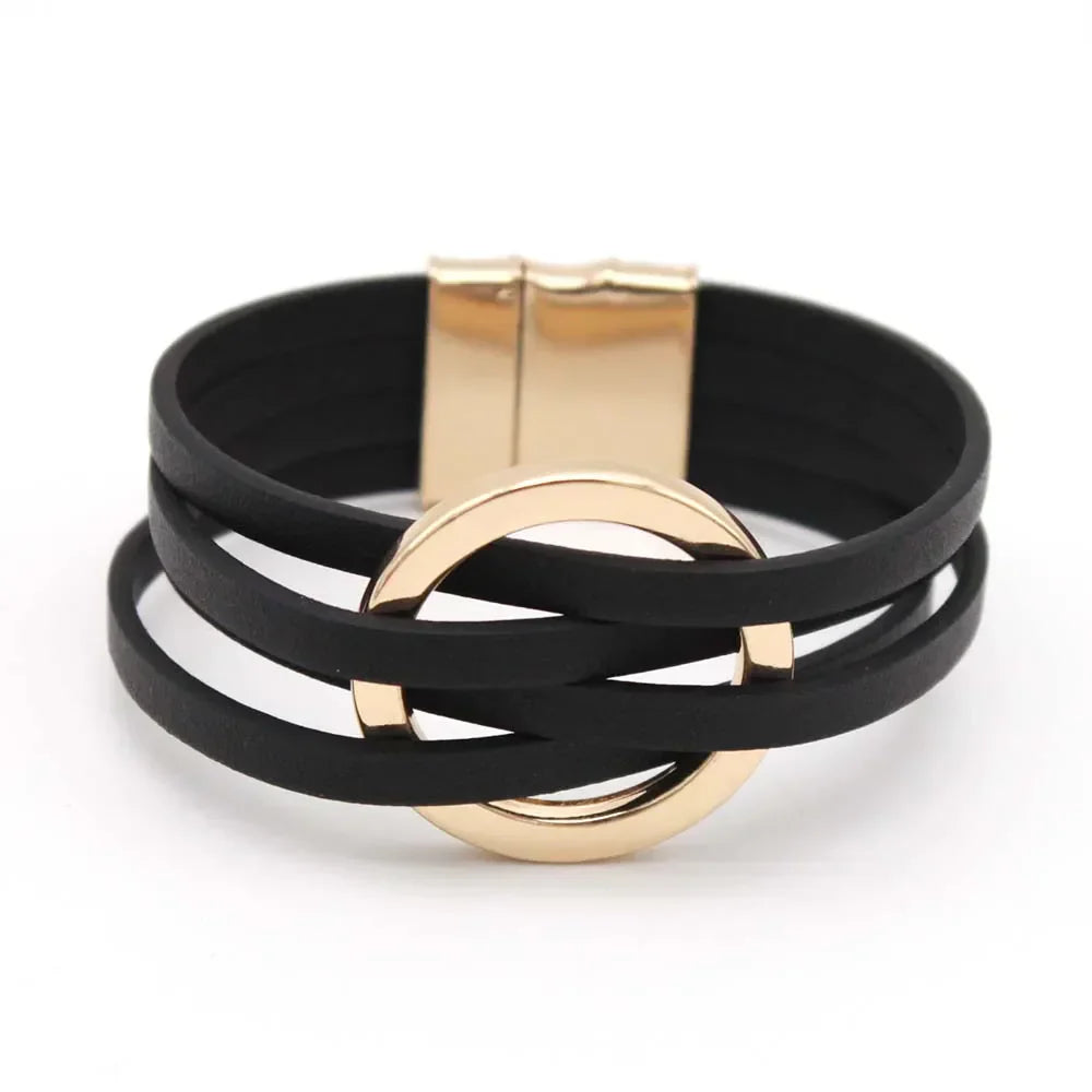 Davy | Multi-Strap O-Ring Leather Wrap Bracelet