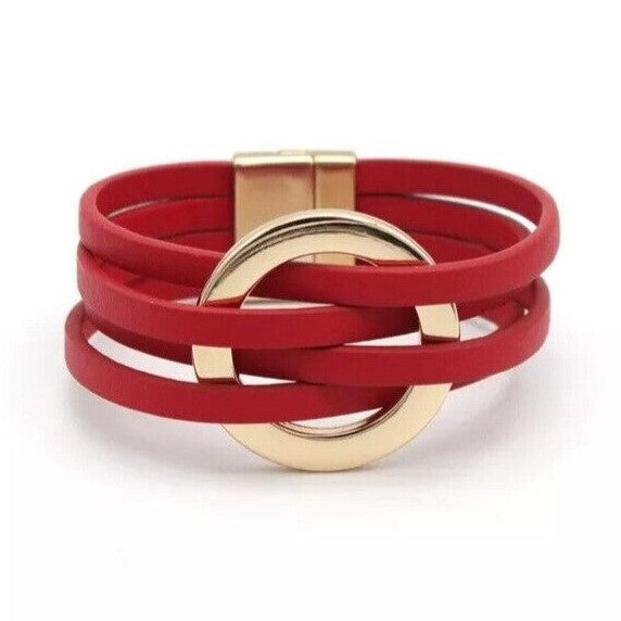 Davy | Multi-Strap O-Ring Leather Wrap Bracelet