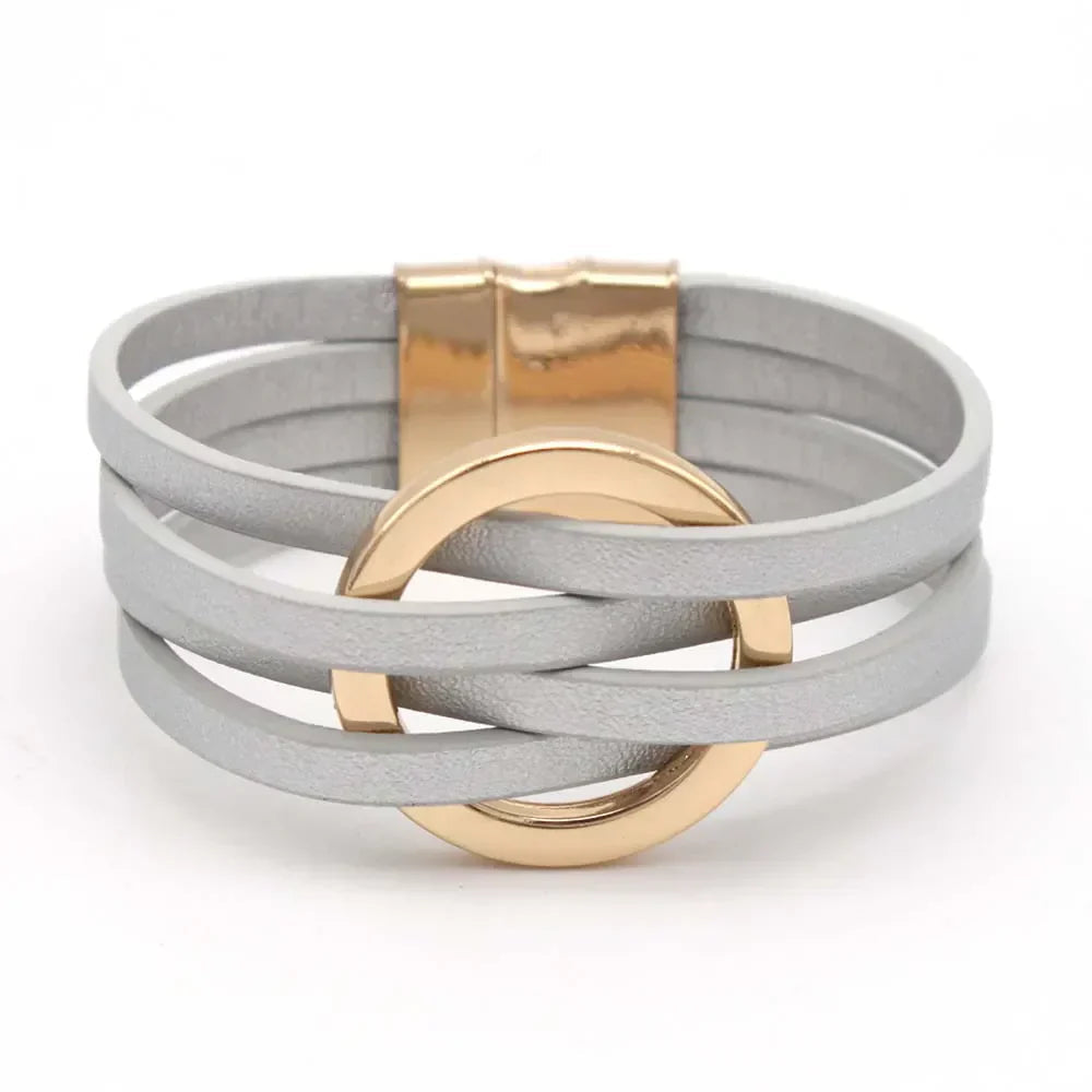 Davy | Multi-Strap O-Ring Leather Wrap Bracelet