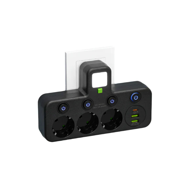 Davy | Multi-Socket VOLTRIQ ProLine | 3–4 Sockets + 2× USB & 1× Type-C | 2500 W | Surge Protection & Control Switch