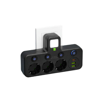 Davy | Multi-Socket VOLTRIQ ProLine | 3–4 Sockets + 2× USB & 1× Type-C | 2500 W | Surge Protection & Control Switch