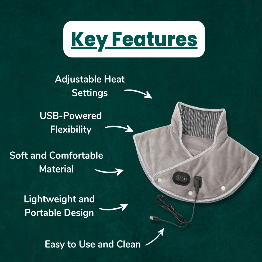Davy | Neck & Shoulder Heating Massager | Stress Relief & Muscle Relaxation | USB Powered & Adjustable