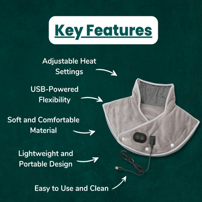 Davy | Neck & Shoulder Heating Massager | Stress Relief & Muscle Relaxation | USB Powered & Adjustable