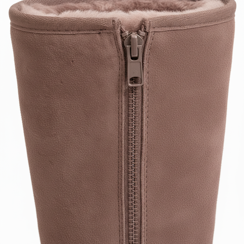 Davy | Nina | Warm & Waterproof Suede Sheepskin Boots with Side Zipper