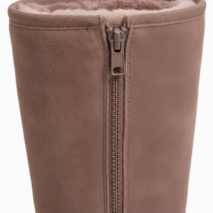 Davy | Nina | Warm & Waterproof Suede Sheepskin Boots with Side Zipper