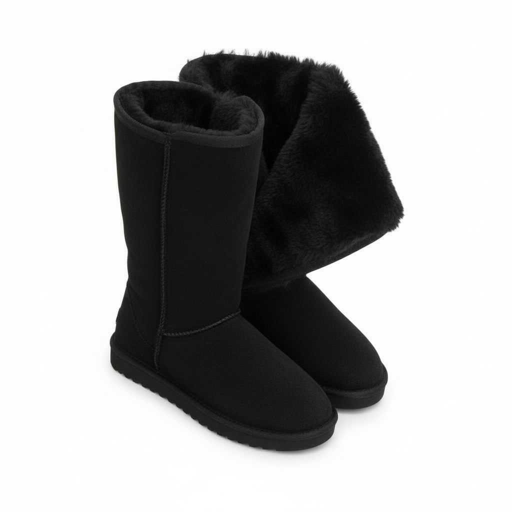 Davy | Nina | Warm & Waterproof Suede Sheepskin Boots with Side Zipper