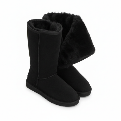 Davy | Nina | Warm & Waterproof Suede Sheepskin Boots with Side Zipper