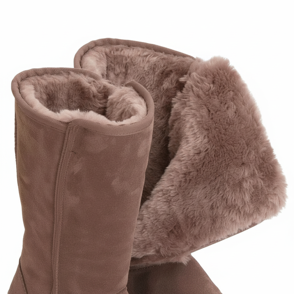 Davy | Nina | Warm & Waterproof Suede Sheepskin Boots with Side Zipper