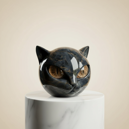 Davy | NoirCat Sculpture – Black Cat Head with Hypnotic Eyes