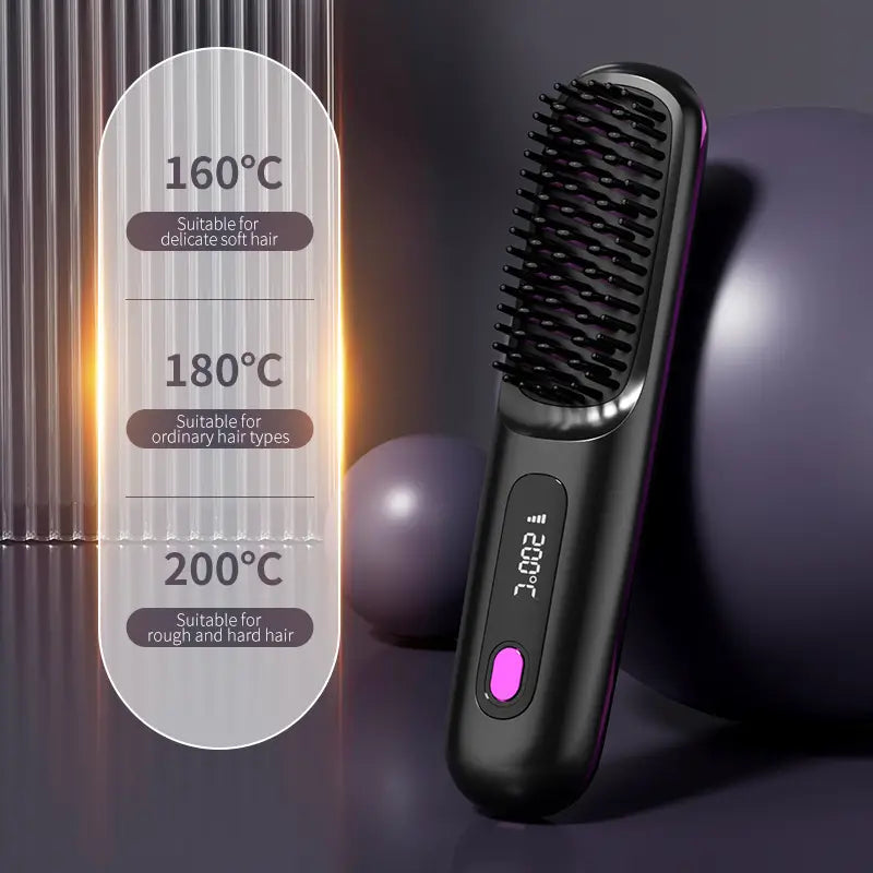 Davy | Travel Hair Straightening Brush | Sleek Hair On-the-Go