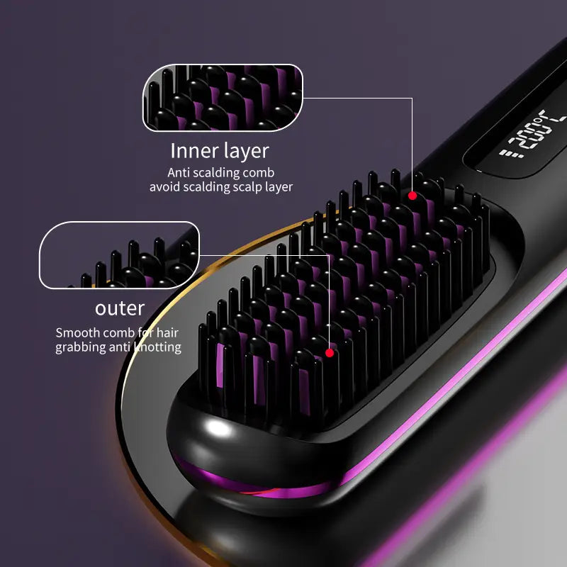Davy | Travel Hair Straightening Brush | Sleek Hair On-the-Go