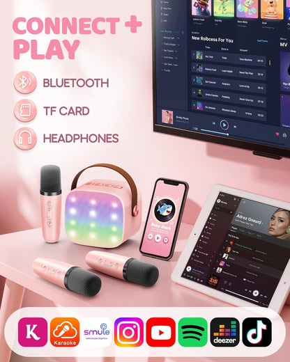 Davy | Portable Mini Karaoke Machine with Bluetooth Speaker and 2 Wireless Microphones – Veylo
