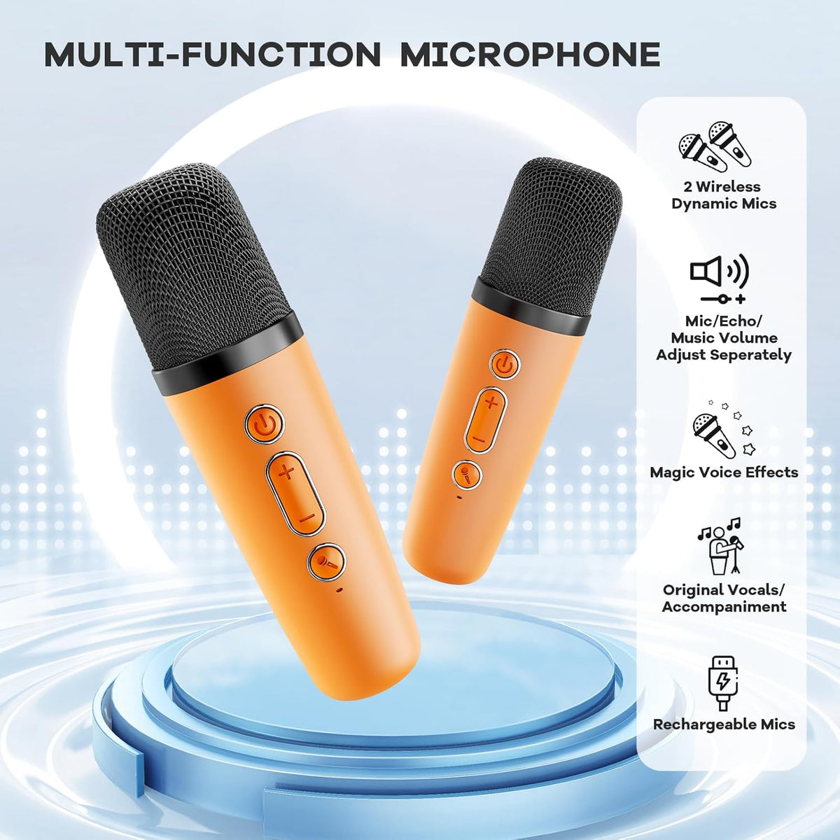 Davy | Portable Mini Karaoke Machine with Bluetooth Speaker and 2 Wireless Microphones – Veylo