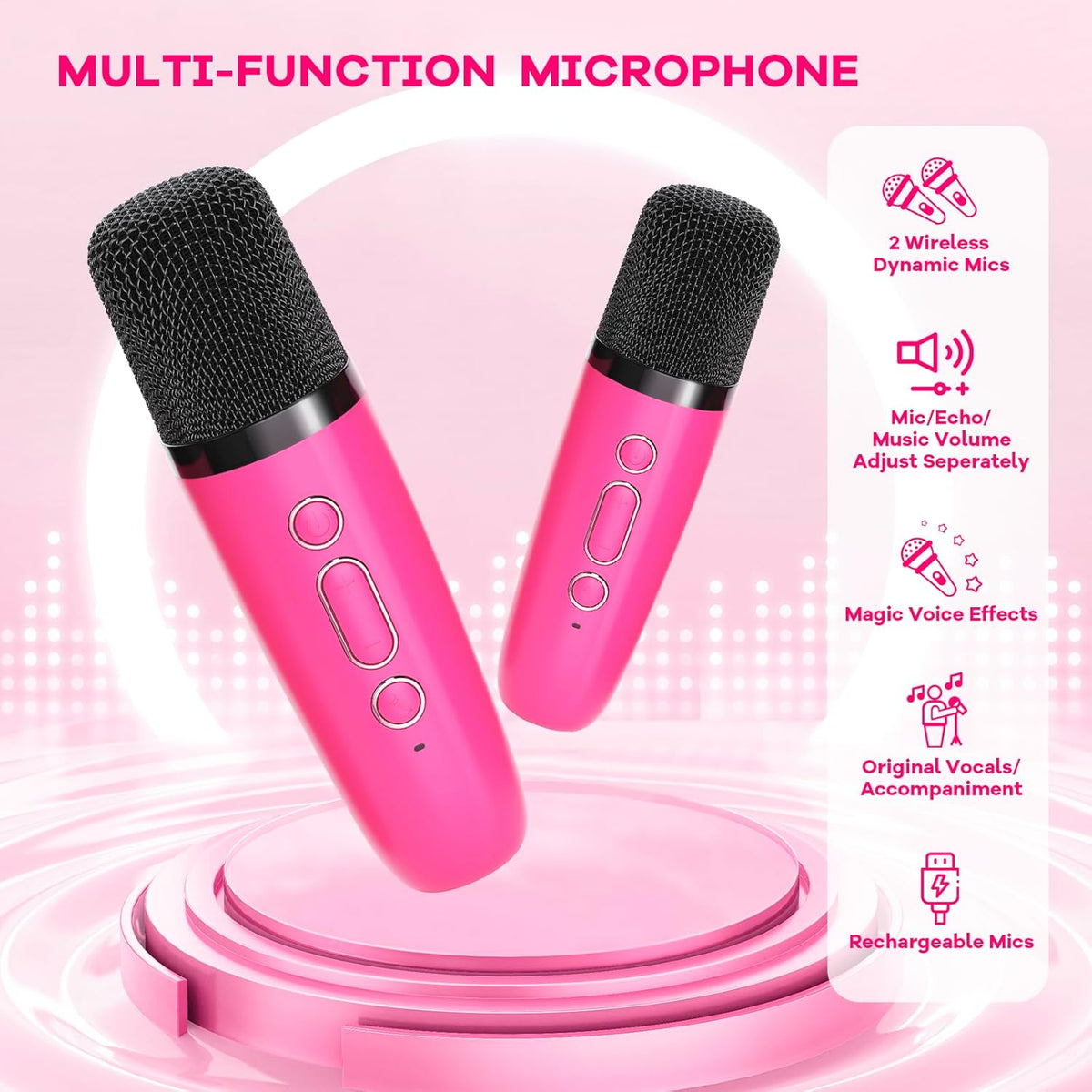 Davy | Portable Mini Karaoke Machine with Bluetooth Speaker and 2 Wireless Microphones – Veylo