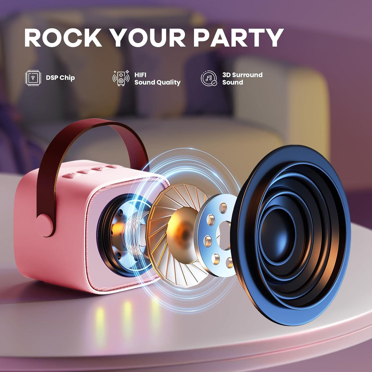 Davy | Portable Mini Karaoke Machine with Bluetooth Speaker and 2 Wireless Microphones – Veylo