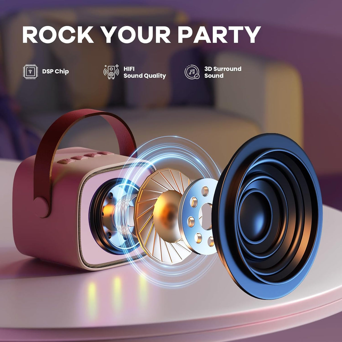 Davy | Portable Mini Karaoke Machine with Bluetooth Speaker and 2 Wireless Microphones – Veylo
