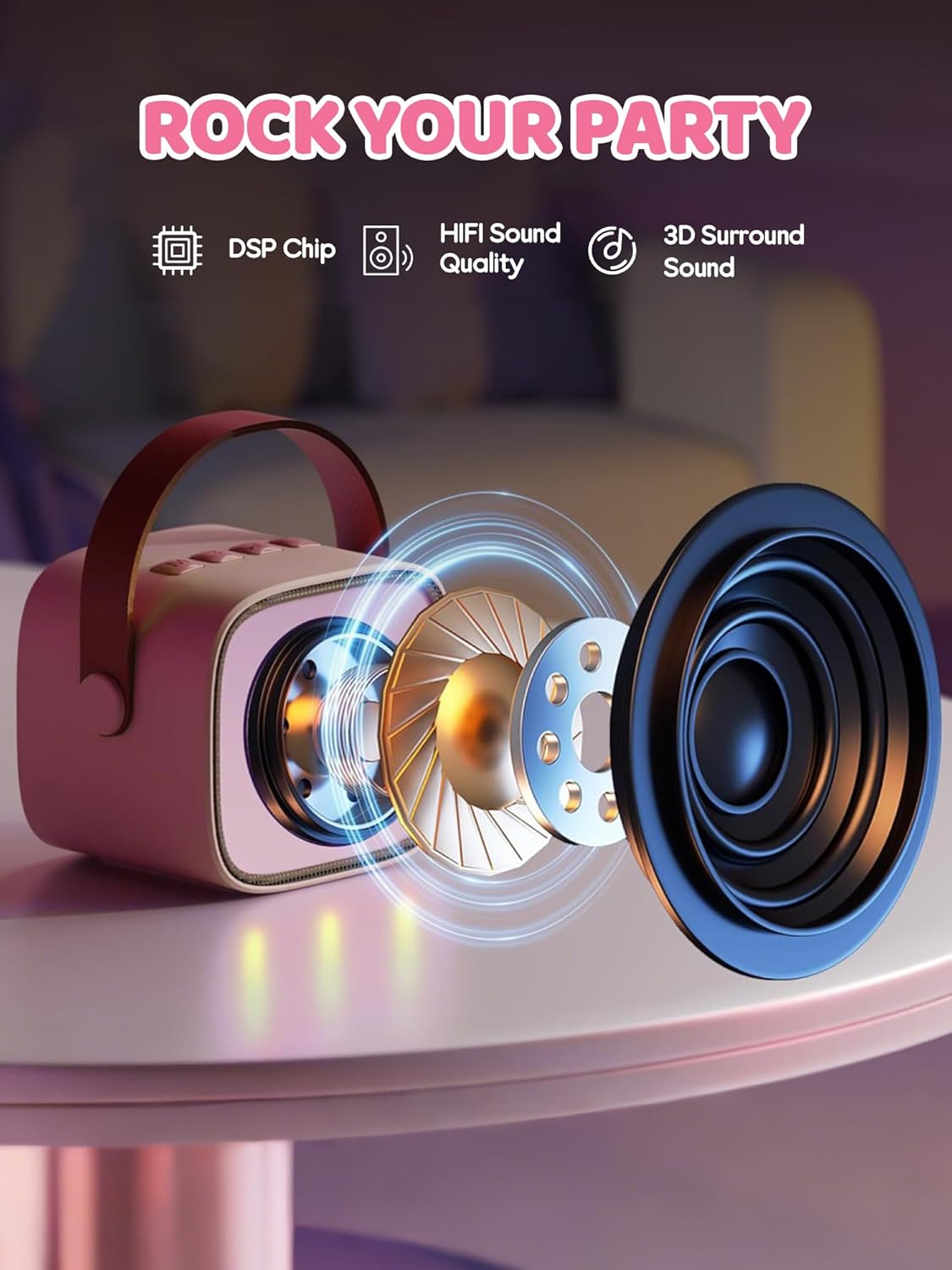 Davy | Portable Mini Karaoke Machine with Bluetooth Speaker and 2 Wireless Microphones – Veylo