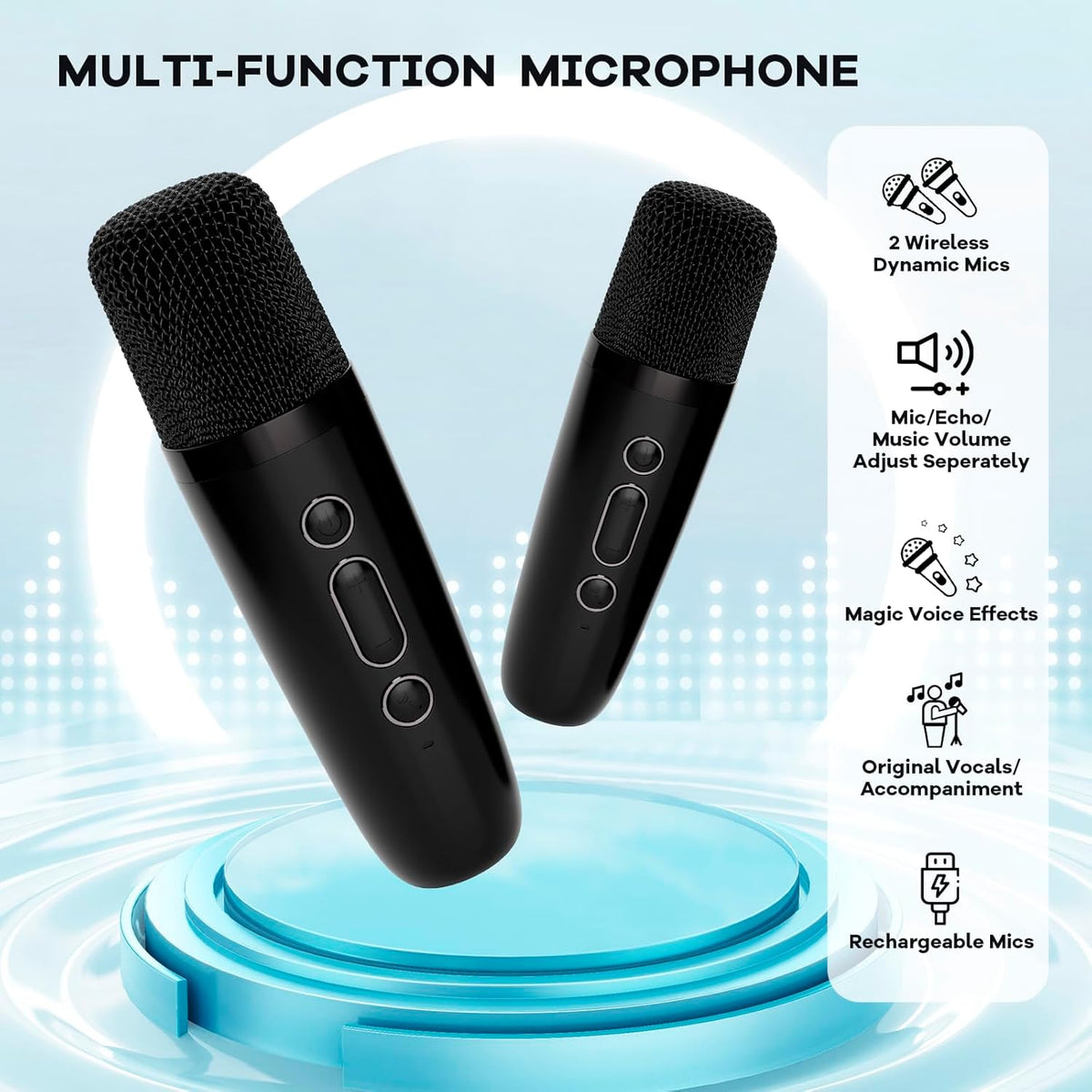 Davy | Portable Mini Karaoke Machine with Bluetooth Speaker and 2 Wireless Microphones – Veylo