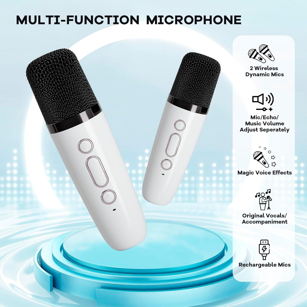 Davy | Portable Mini Karaoke Machine with Bluetooth Speaker and 2 Wireless Microphones – Veylo