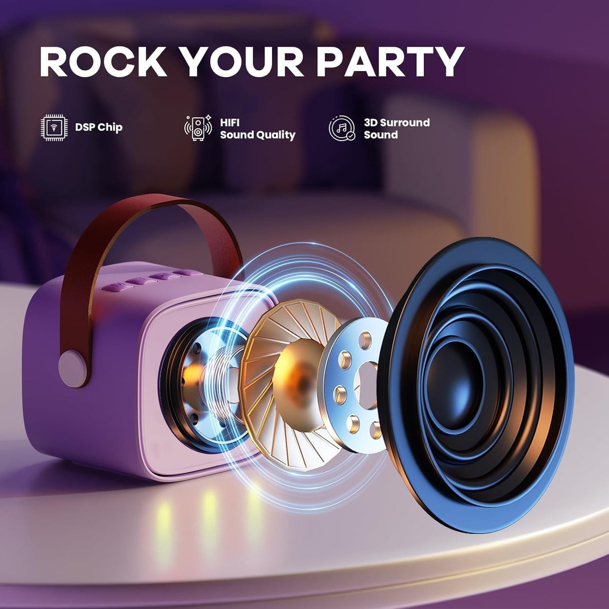 Davy | Portable Mini Karaoke Machine with Bluetooth Speaker and 2 Wireless Microphones – Veylo