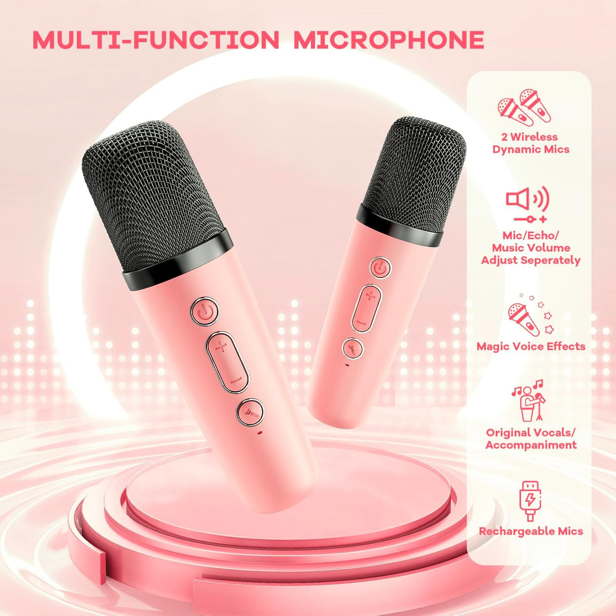 Davy | Portable Mini Karaoke Machine with Bluetooth Speaker and 2 Wireless Microphones – Veylo