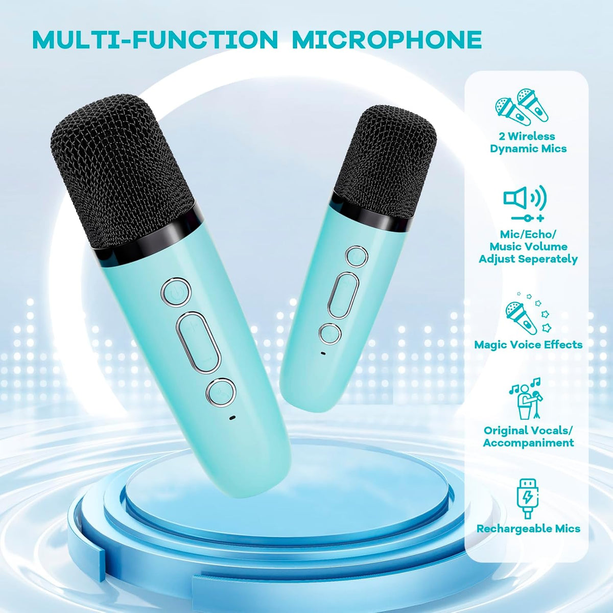 Davy | Portable Mini Karaoke Machine with Bluetooth Speaker and 2 Wireless Microphones – Veylo