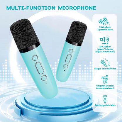Davy | Portable Mini Karaoke Machine with Bluetooth Speaker and 2 Wireless Microphones – Veylo