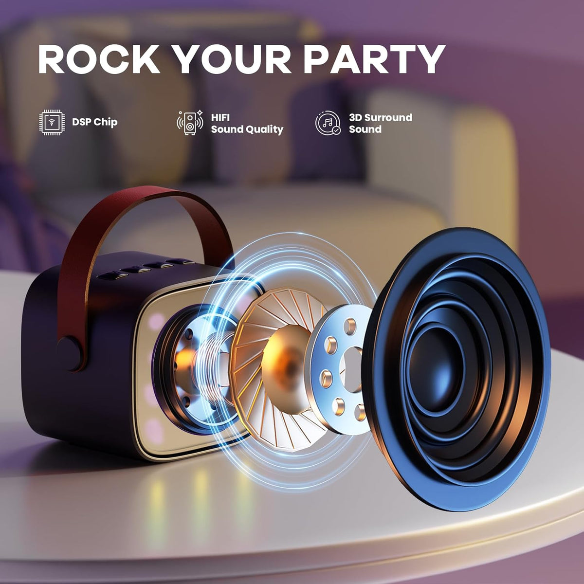 Davy | Portable Mini Karaoke Machine with Bluetooth Speaker and 2 Wireless Microphones – Veylo