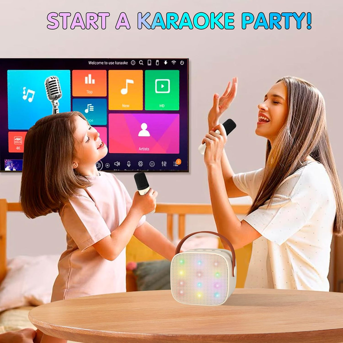 Davy | Portable Mini Karaoke Machine with Bluetooth Speaker and 2 Wireless Microphones – Veylo