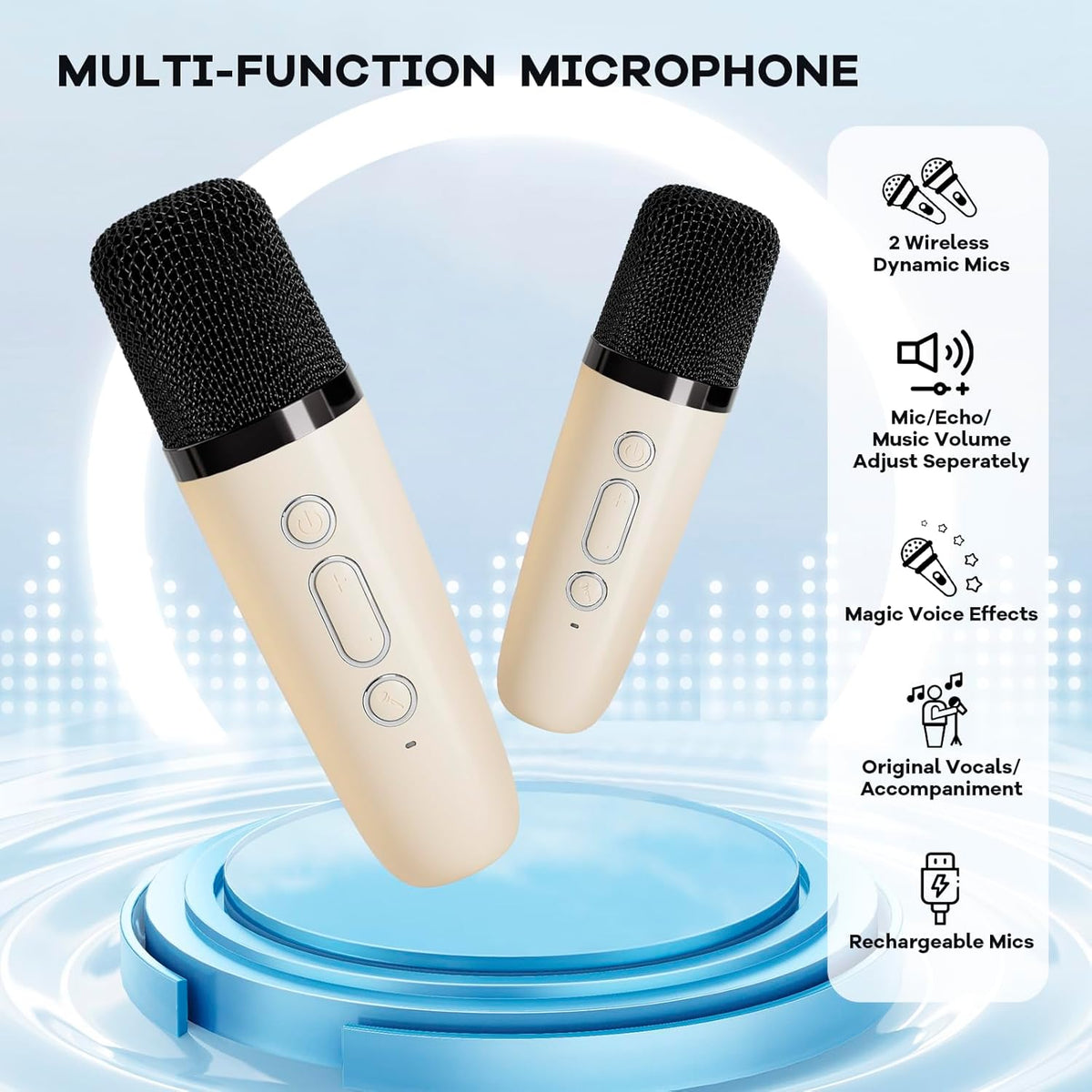 Davy | Portable Mini Karaoke Machine with Bluetooth Speaker and 2 Wireless Microphones – Veylo