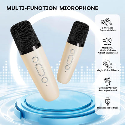 Davy | Portable Mini Karaoke Machine with Bluetooth Speaker and 2 Wireless Microphones – Veylo